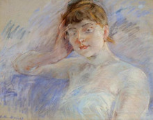 Копия картины "young woman in white (aka isabelle lemmonier)" художника "моризо берта"