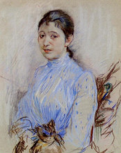Картина "young woman in a blue blouse" художника "моризо берта"