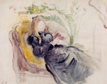 Репродукция картины "julie manet, reading in a chaise lounge" художника "моризо берта"