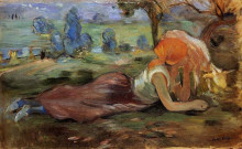 Репродукция картины "shepherdess resting" художника "моризо берта"