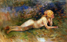 Репродукция картины "the reclining shepherdess" художника "моризо берта"