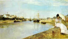 Копия картины "the harbor at lorient" художника "моризо берта"