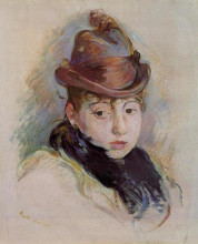 Копия картины "young woman in a hat (henriette patte)" художника "моризо берта"