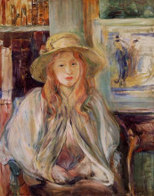 Картина "julie manet with a straw hat" художника "моризо берта"