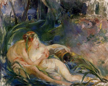 Репродукция картины "two nymphs embracing" художника "моризо берта"