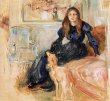 Репродукция картины "julie manet and her greyhound laerte" художника "моризо берта"