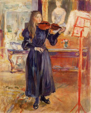 Картина "studying the violin" художника "моризо берта"