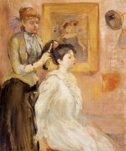 Репродукция картины "the hairdresser" художника "моризо берта"