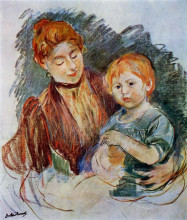 Репродукция картины "woman and child" художника "моризо берта"