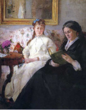 Репродукция картины "portrait of the artist&#39;s mother and sister" художника "моризо берта"