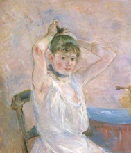 Картина "the bath (girl arranging her hair)" художника "моризо берта"