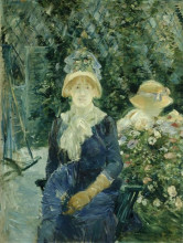 Репродукция картины "woman in a garden" художника "моризо берта"