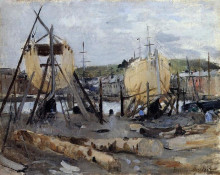 Репродукция картины "boats under construction" художника "моризо берта"