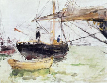Репродукция картины "aboard a yacht" художника "моризо берта"