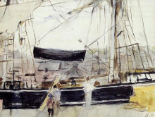 Репродукция картины "boat on the quay" художника "моризо берта"