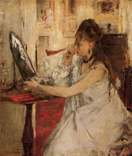 Копия картины "young woman powdering her face" художника "моризо берта"