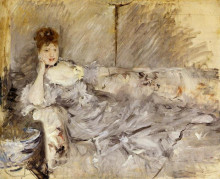 Репродукция картины "young woman in grey reclining" художника "моризо берта"