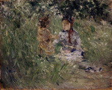 Репродукция картины "julie with pasie in the garden at bougival" художника "моризо берта"