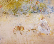 Копия картины "child playing in the garden" художника "моризо берта"