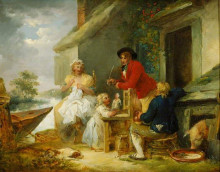 Репродукция картины "the cottage door" художника "морланд джордж"