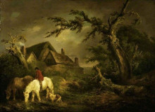 Картина "watering horses" художника "морланд джордж"