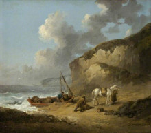 Репродукция картины "sea-coast scene, smugglers" художника "морланд джордж"