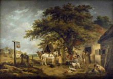 Копия картины "a halt of a soldier and his family" художника "морланд джордж"