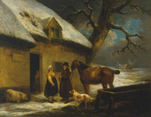 Репродукция картины "outside an inn, winter" художника "морланд джордж"