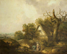 Копия картины "a rustic cottage" художника "морланд джордж"