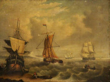 Копия картины "english and french fishing boats off yarmouth" художника "морланд джордж"