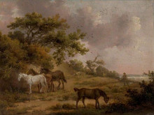 Картина "landscape with four horses" художника "морланд джордж"