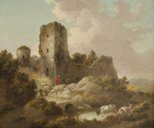 Картина "landscape with ruined castle" художника "морланд джордж"