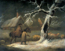 Картина "shepherd in a snowy landscape" художника "морланд джордж"