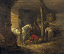 Картина "stable scene" художника "морланд джордж"