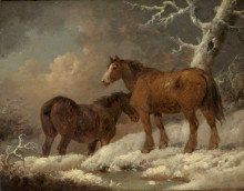 Картина "two horses in the snow" художника "морланд джордж"
