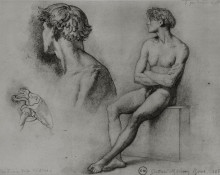 Репродукция картины "male nude and other studies" художника "моро гюстав"
