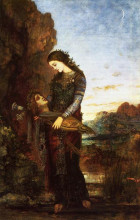 Репродукция картины "young thracian woman carrying the head of orpheus" художника "моро гюстав"