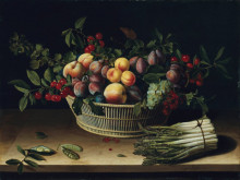 Репродукция картины "still life with a basket of fruit and a bunch of asparagus" художника "муайон луиза"