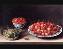 Копия картины "still life with cherries, strawberries and gooseberries" художника "муайон луиза"