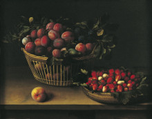 Репродукция картины "corbeille de prunes et panier de fraises" художника "муайон луиза"