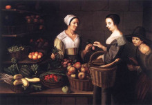 Репродукция картины "market scene with a pick-pocket" художника "муайон луиза"