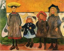 Копия картины "четыре девочки в арсгардстранде" художника "мунк эдвард"