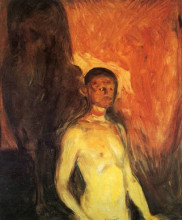 Репродукция картины "автопортрет в аду" художника "мунк эдвард"