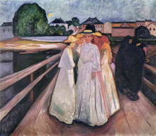 Репродукция картины "дамы на мосту" художника "мунк эдвард"