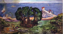 Копия картины "деревья на берегу" художника "мунк эдвард"