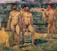 Репродукция картины "купающиеся мужчины" художника "мунк эдвард"