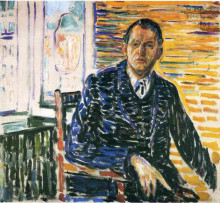 Репродукция картины "автопортрет в больнице профессора якобсона" художника "мунк эдвард"