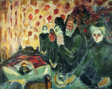 Репродукция картины "у смертного одра (лихорадка) i" художника "мунк эдвард"