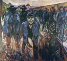 Репродукция картины "рабочие на пути домой" художника "мунк эдвард"