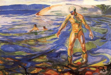 Копия картины "купающийся мужчина" художника "мунк эдвард"